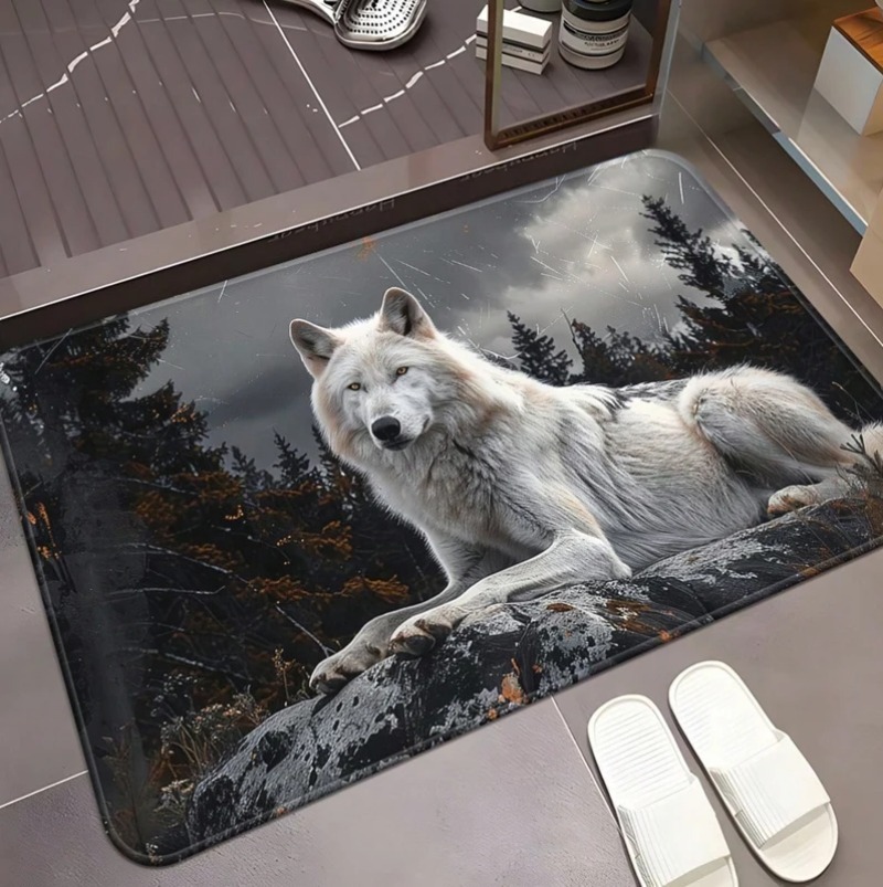 سجادة مدخل بتصميم ذئب أبيض رائ - مراجعة Puzzle Blank White وسعره